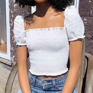 Urban Outfitters Sabrina Smocked Square Neck Top